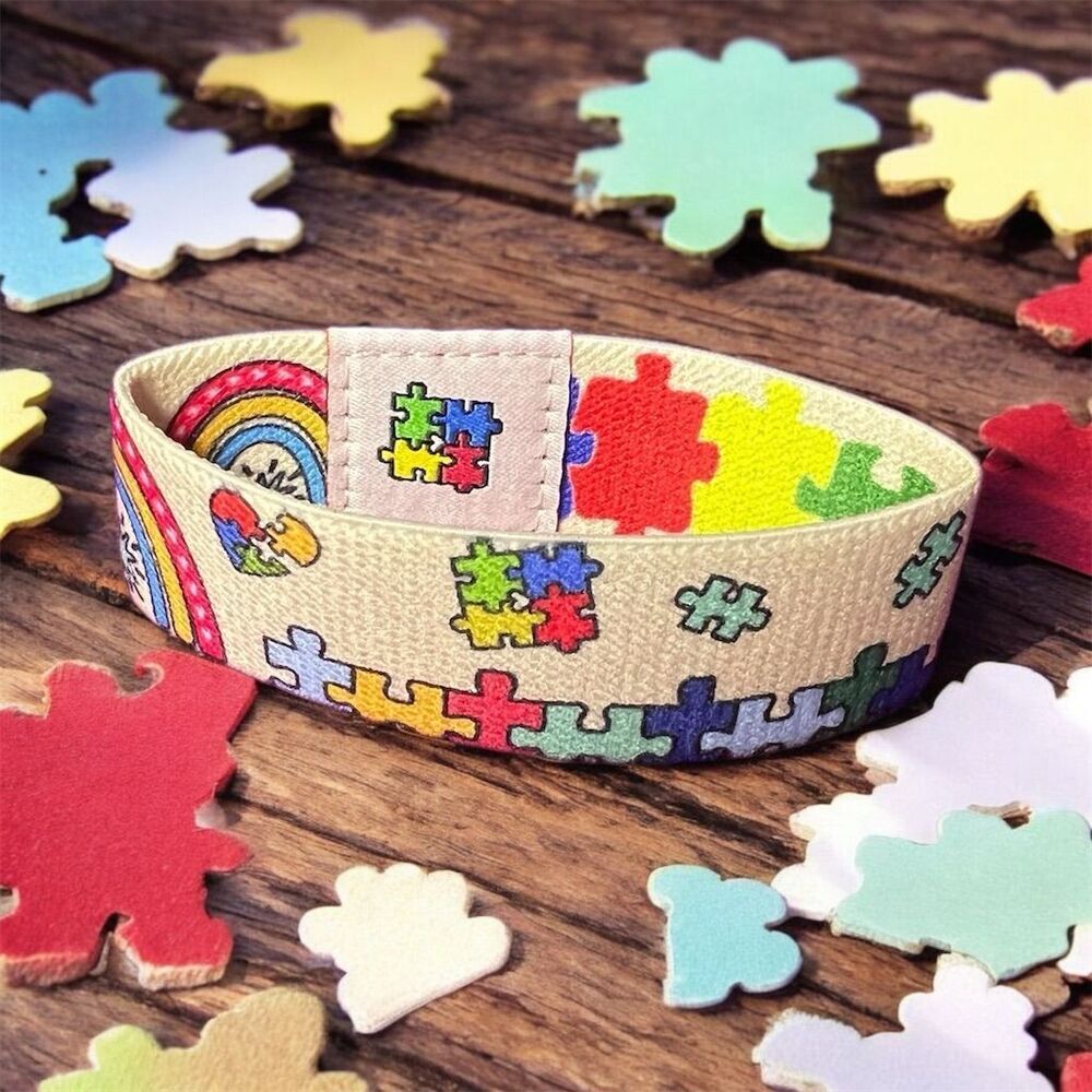 Autism Bright Puzzle Piece Elastic Wristband​